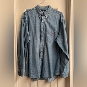 Mens Polo Blue Denim Shirt Large
